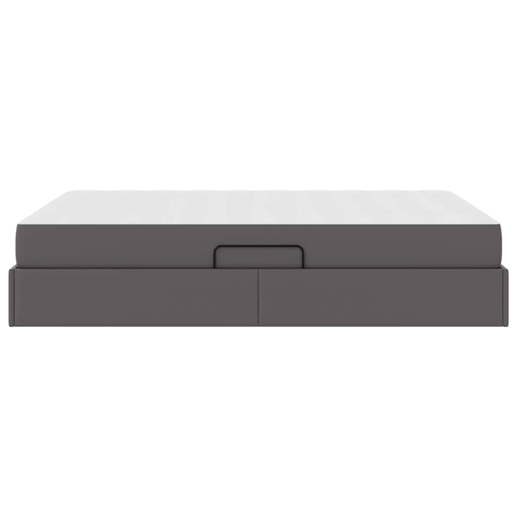 Lit avec rangement et matelas avec matelas 2 pcs Gris Cuir - XIOS