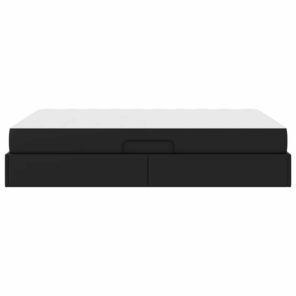 Lit avec rangement et matelas avec matelas 2 pcs Noir Cuir - XIOS