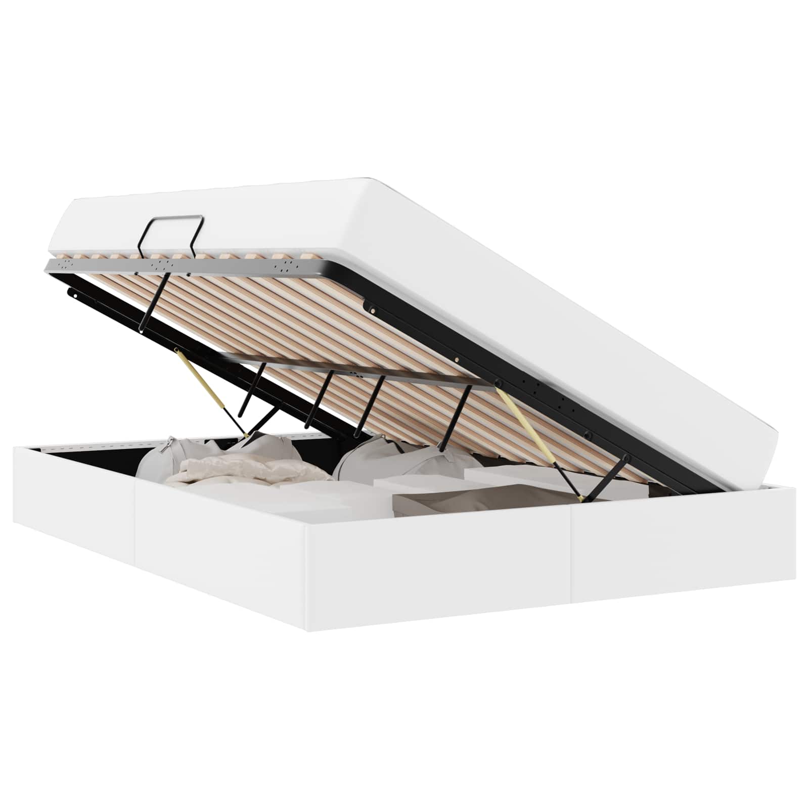 Lit avec rangement et matelas avec matelas 2 pcs Blanc Cuir - XIOS