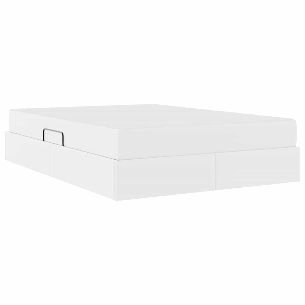 Lit avec rangement et matelas avec matelas 2 pcs Blanc Cuir - XIOS