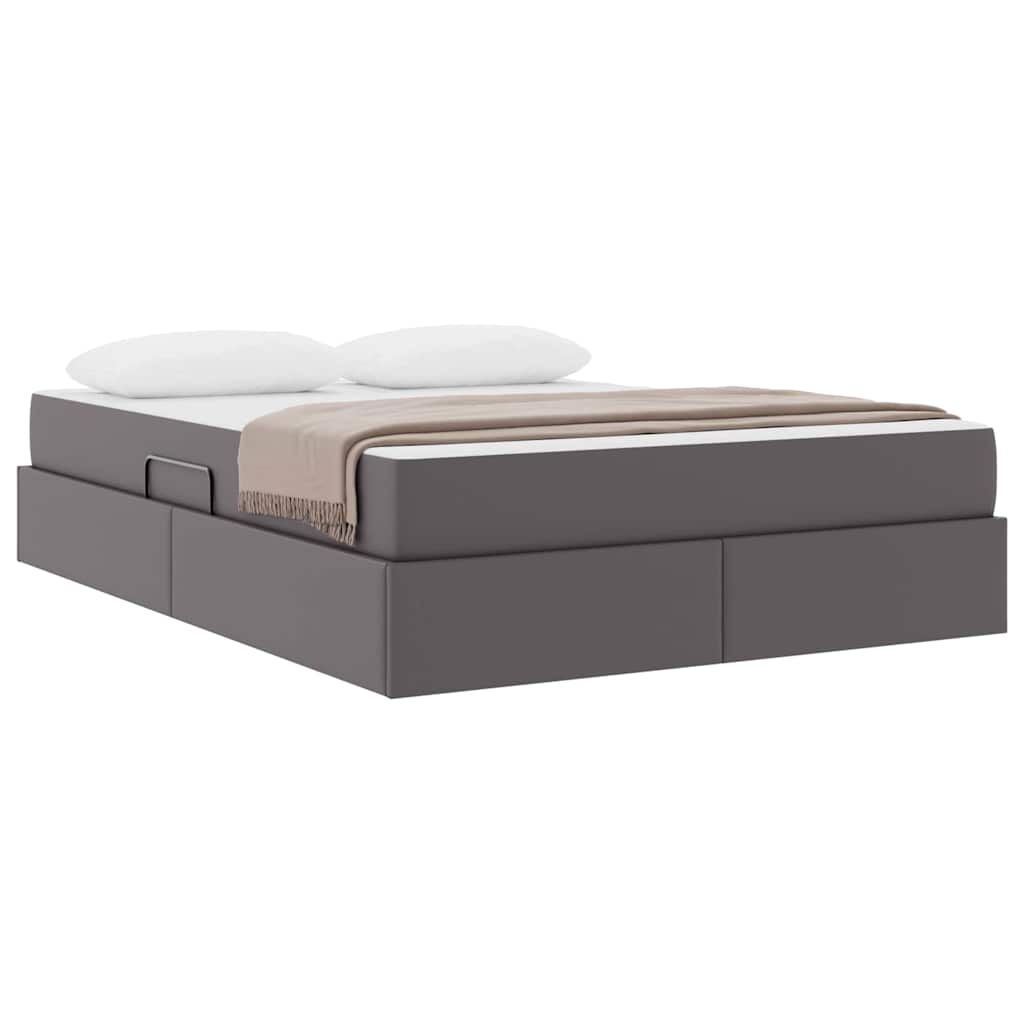 Lit avec rangement et matelas avec matelas 2 pcs Gris Cuir - XIOS