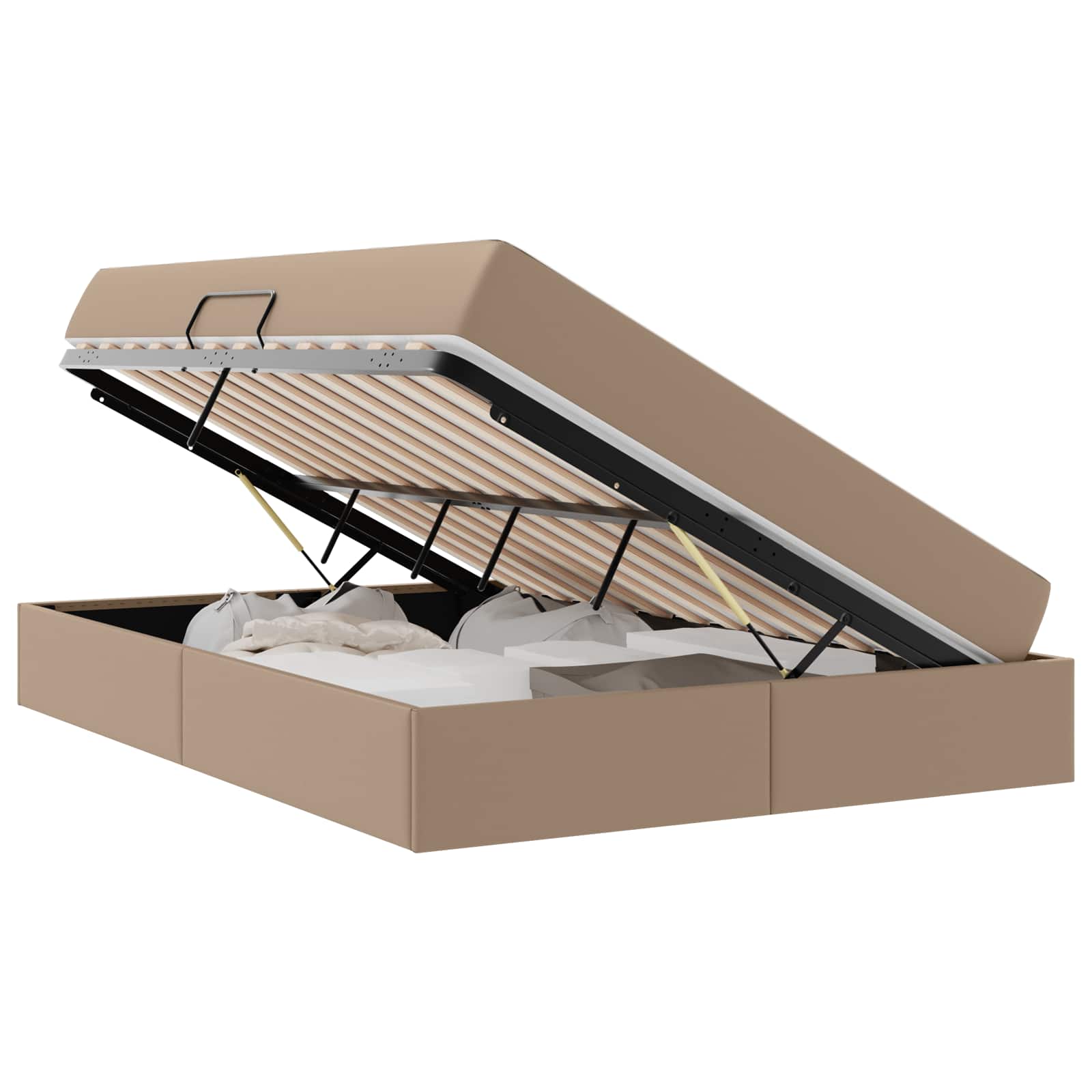 Lit avec rangement et matelas 2 pcs Cappuccino Cuir - XIOS