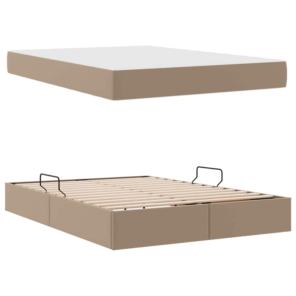 Lit avec rangement et matelas 2 pcs Cappuccino Cuir - XIOS