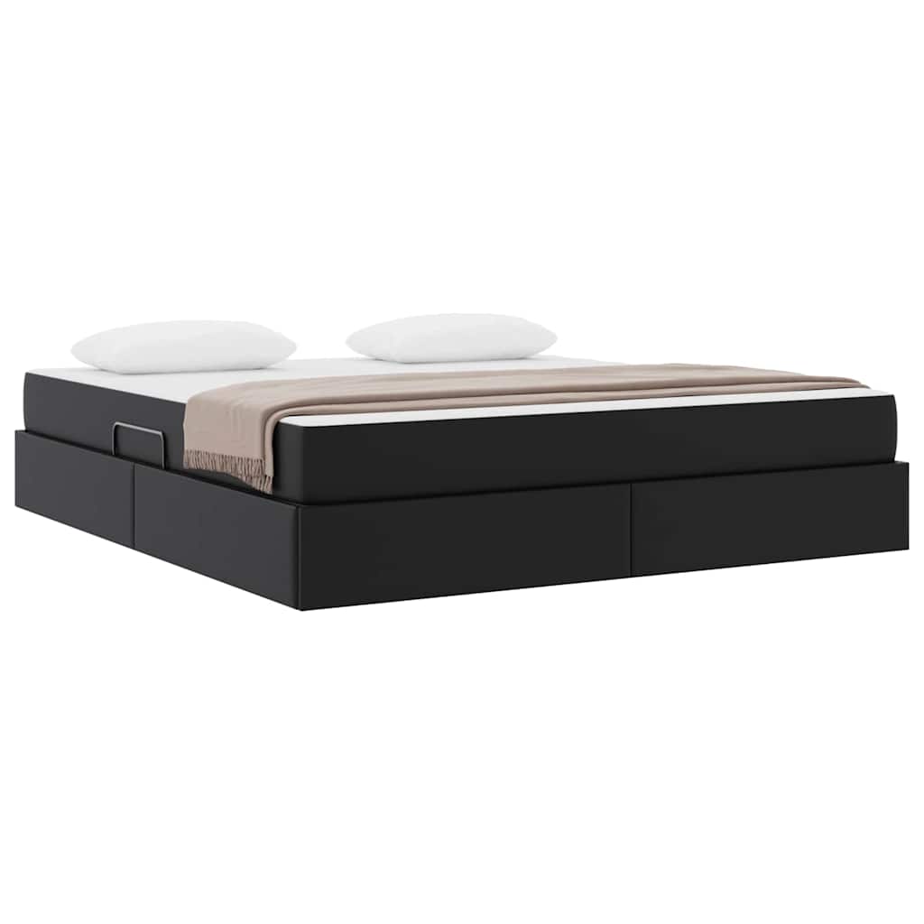 Lit avec rangement et matelas avec matelas 2 pcs Noir Cuir - XIOS