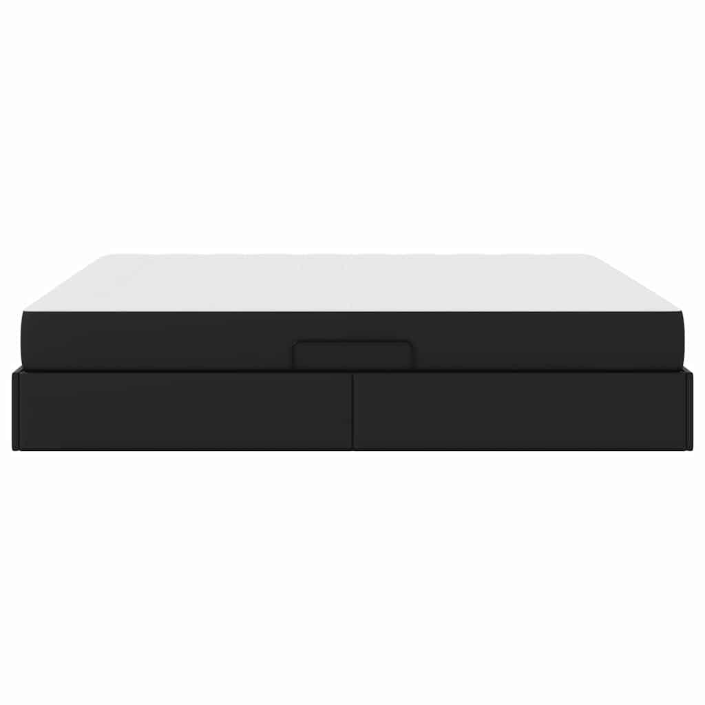 Lit avec rangement et matelas avec matelas 2 pcs Noir Cuir - XIOS
