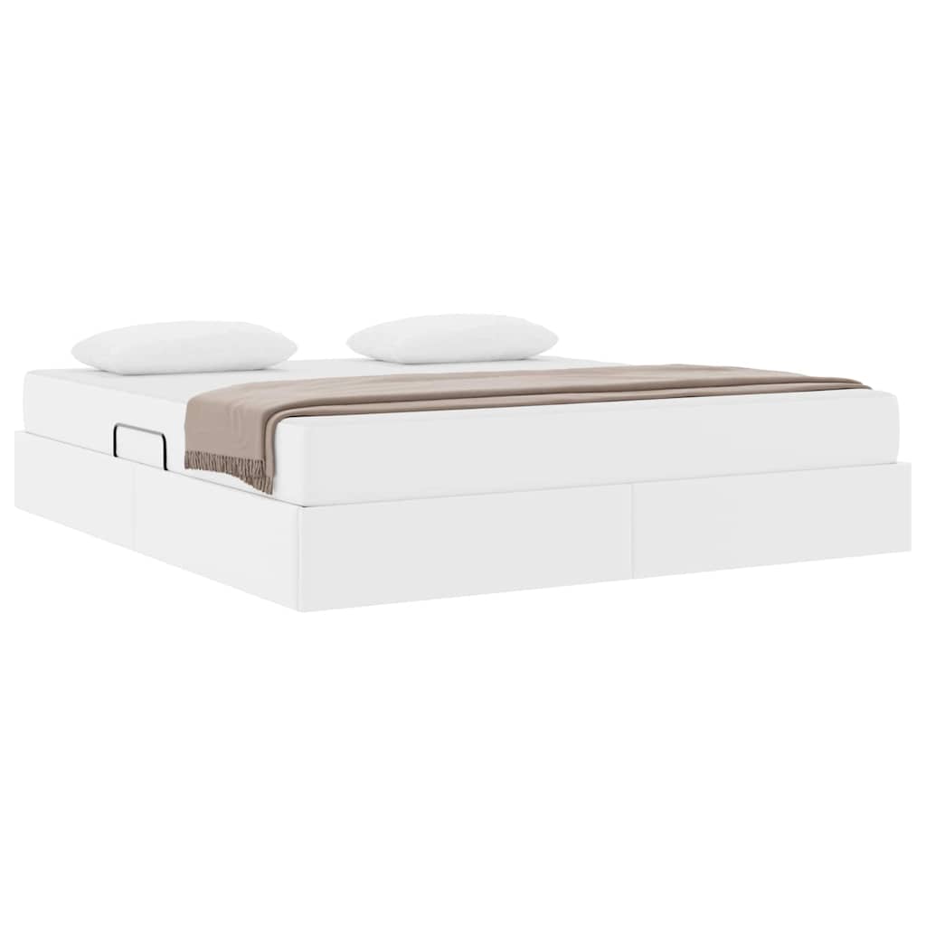 Lit avec rangement et matelas avec matelas 2 pcs Blanc Cuir - XIOS