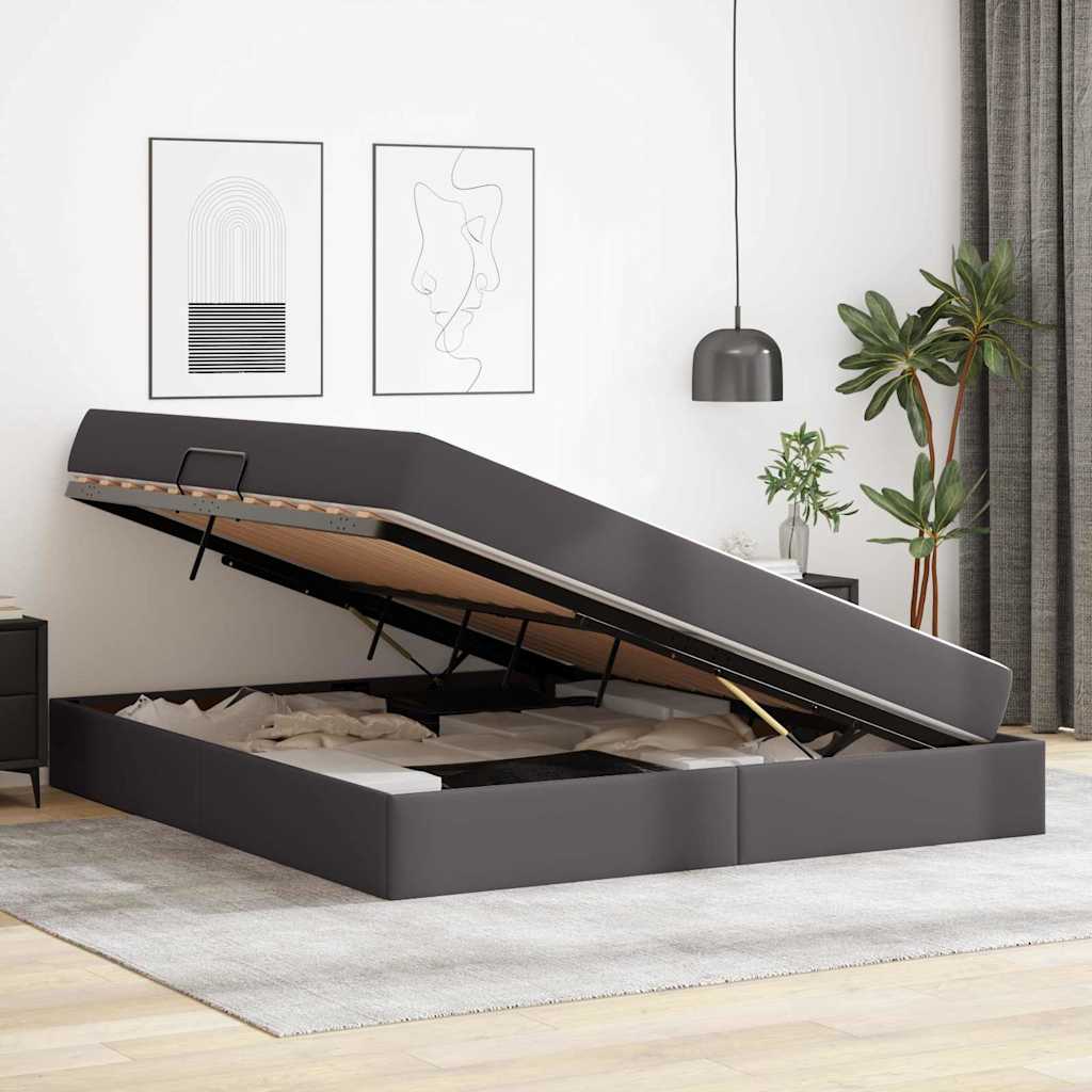 Lit avec rangement et matelas avec matelas 2 pcs Gris Cuir - XIOS