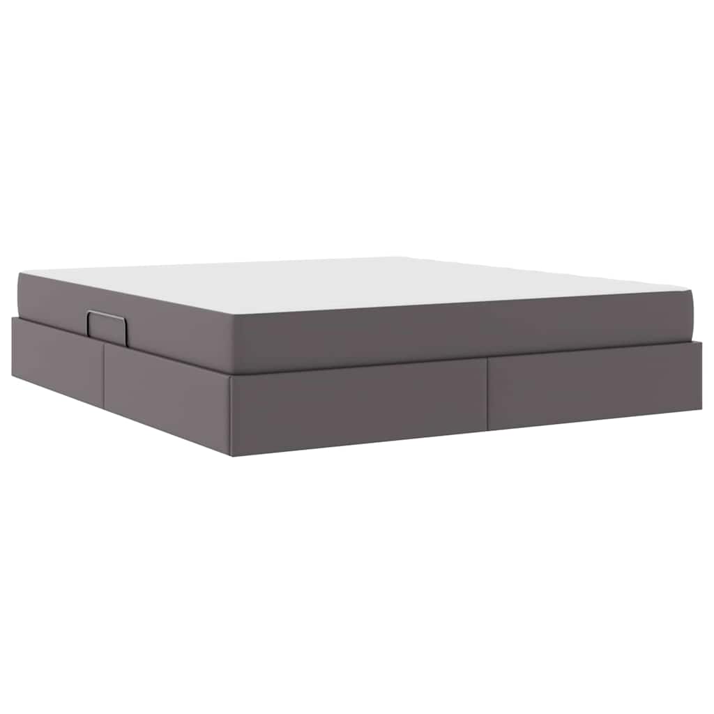 Lit avec rangement et matelas avec matelas 2 pcs Gris Cuir - XIOS