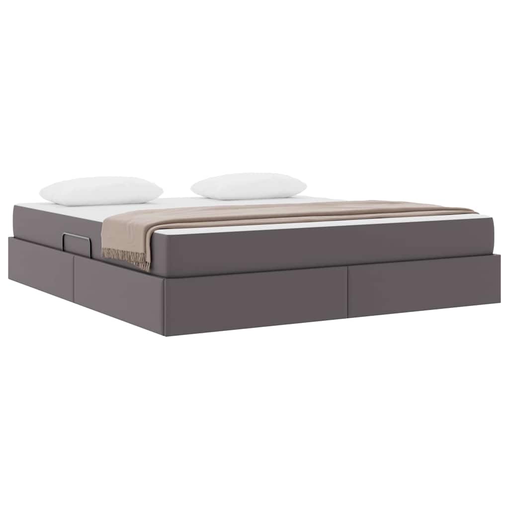 Lit avec rangement et matelas avec matelas 2 pcs Gris Cuir - XIOS