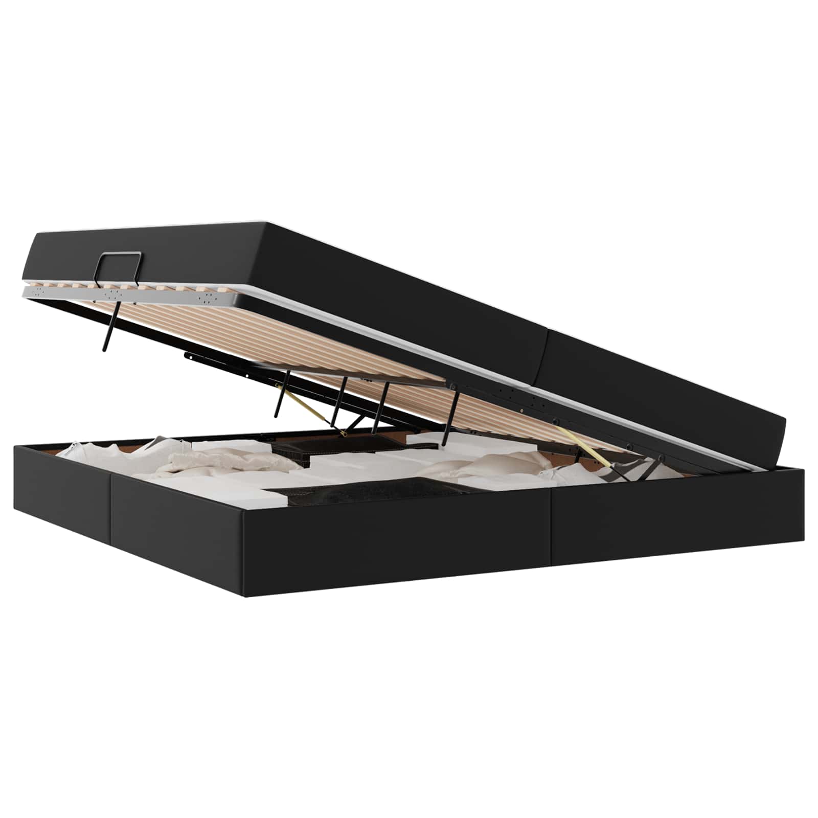 Lit avec rangement et matelas avec matelas 2 pcs Noir Cuir - XIOS