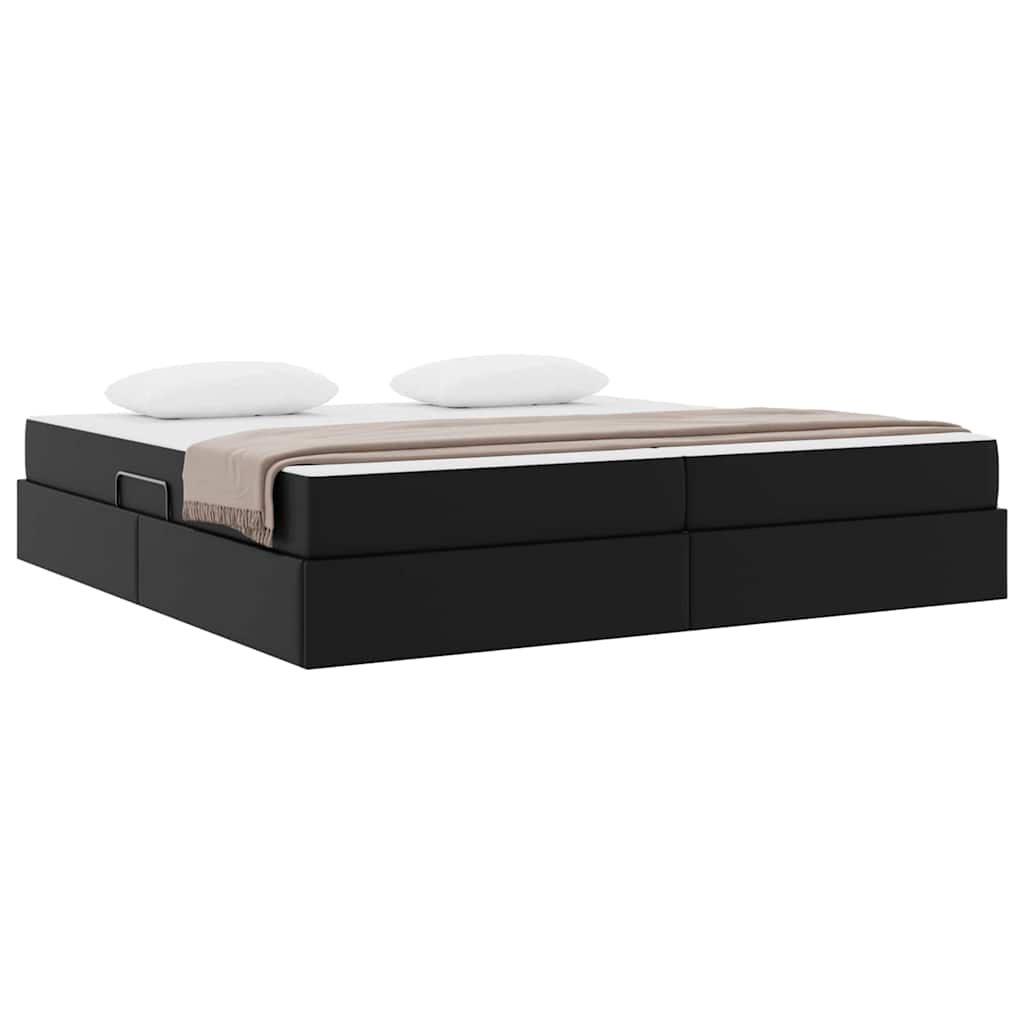 Lit avec rangement et matelas avec matelas 2 pcs Noir Cuir - XIOS