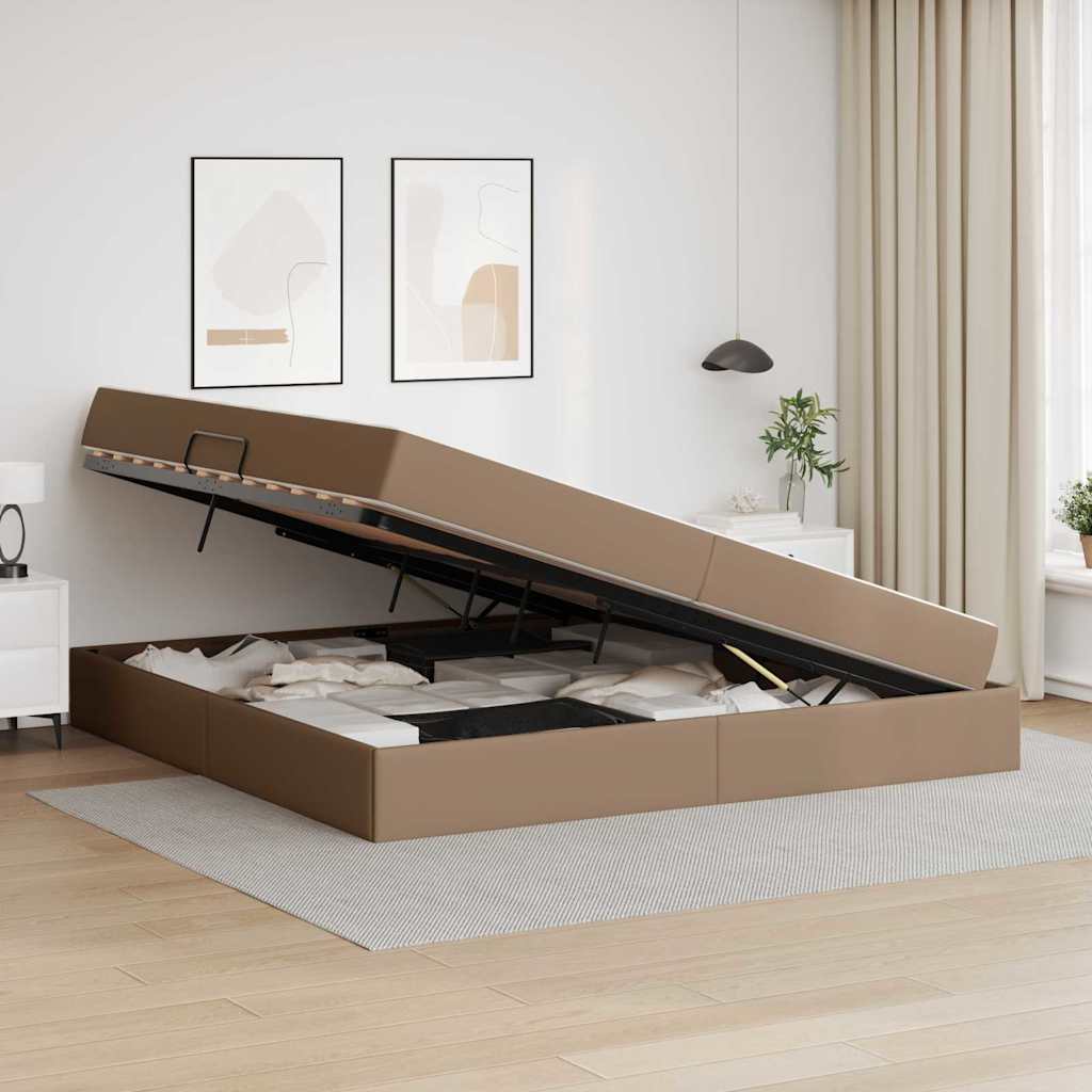 Lit avec rangement et matelas 2 pcs Cappuccino Cuir - XIOS
