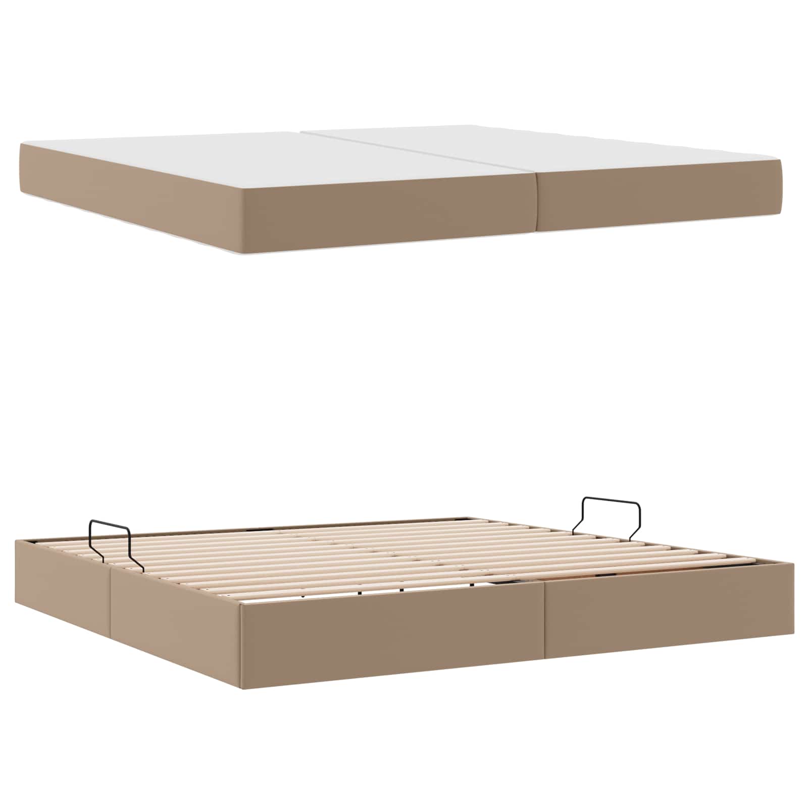 Lit avec rangement et matelas 2 pcs Cappuccino Cuir - XIOS