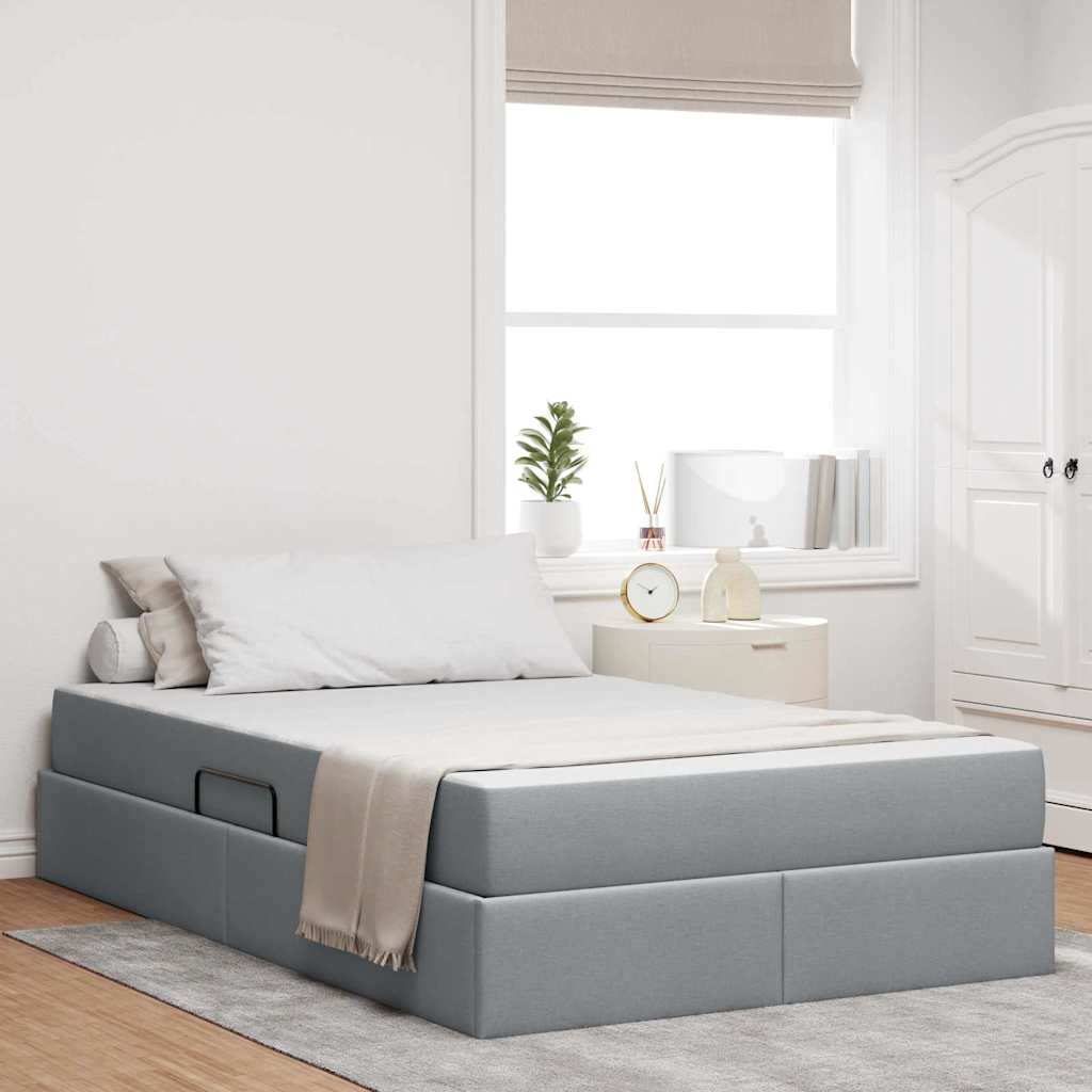 Lit avec rangement et matelas Gris clair 120 x 200 cm Polyester - XIOS