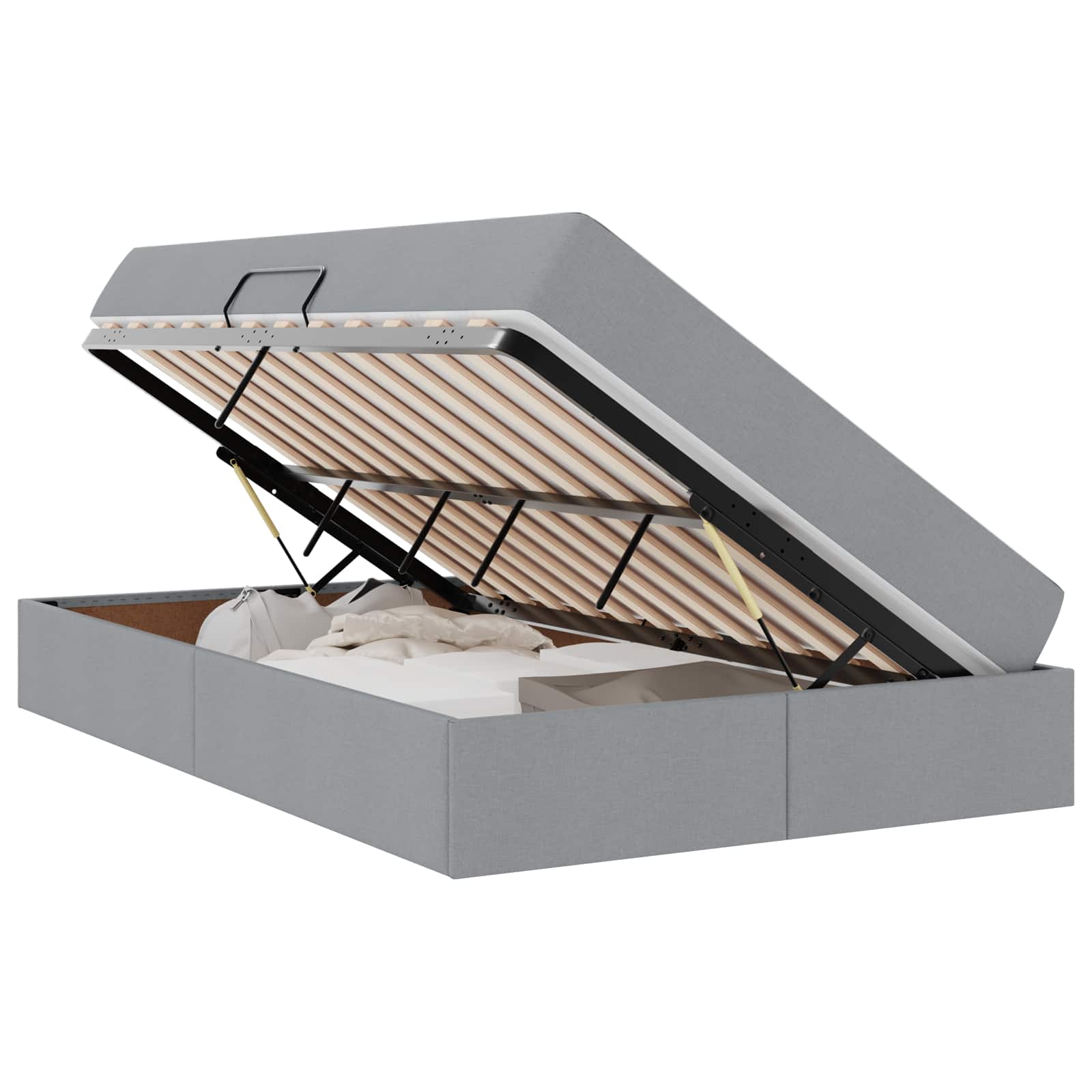 Lit avec rangement et matelas Gris clair 120 x 200 cm Polyester - XIOS