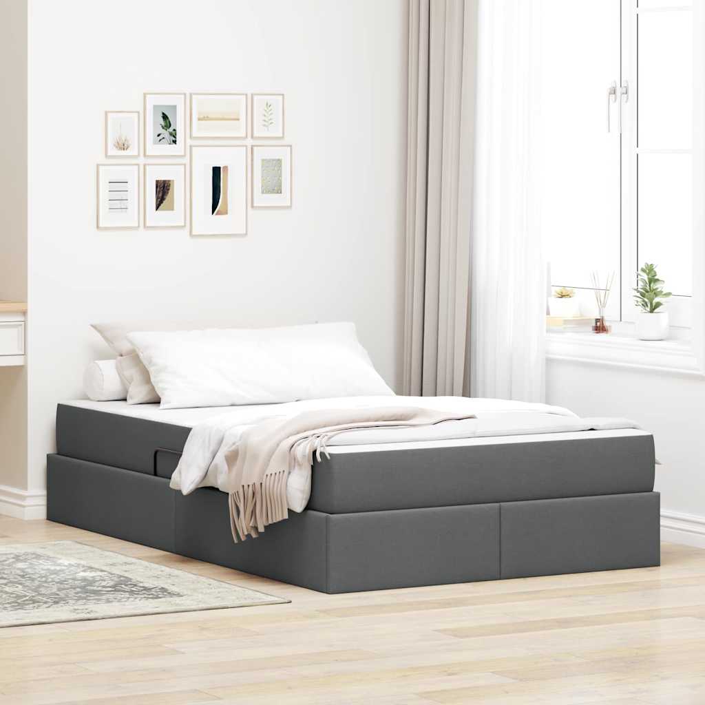 Lit avec rangement et matelas Gris foncé 120 x 200 cm Polyester - XIOS