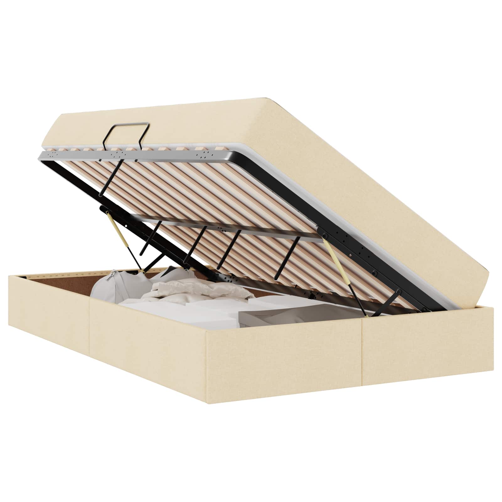 Lit avec rangement et matelas Crème 120 x 200 cm Polyester - XIOS