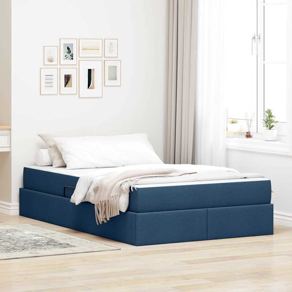 Lit avec rangement et matelas Bleu 120 x 200 cm Polyester - XIOS