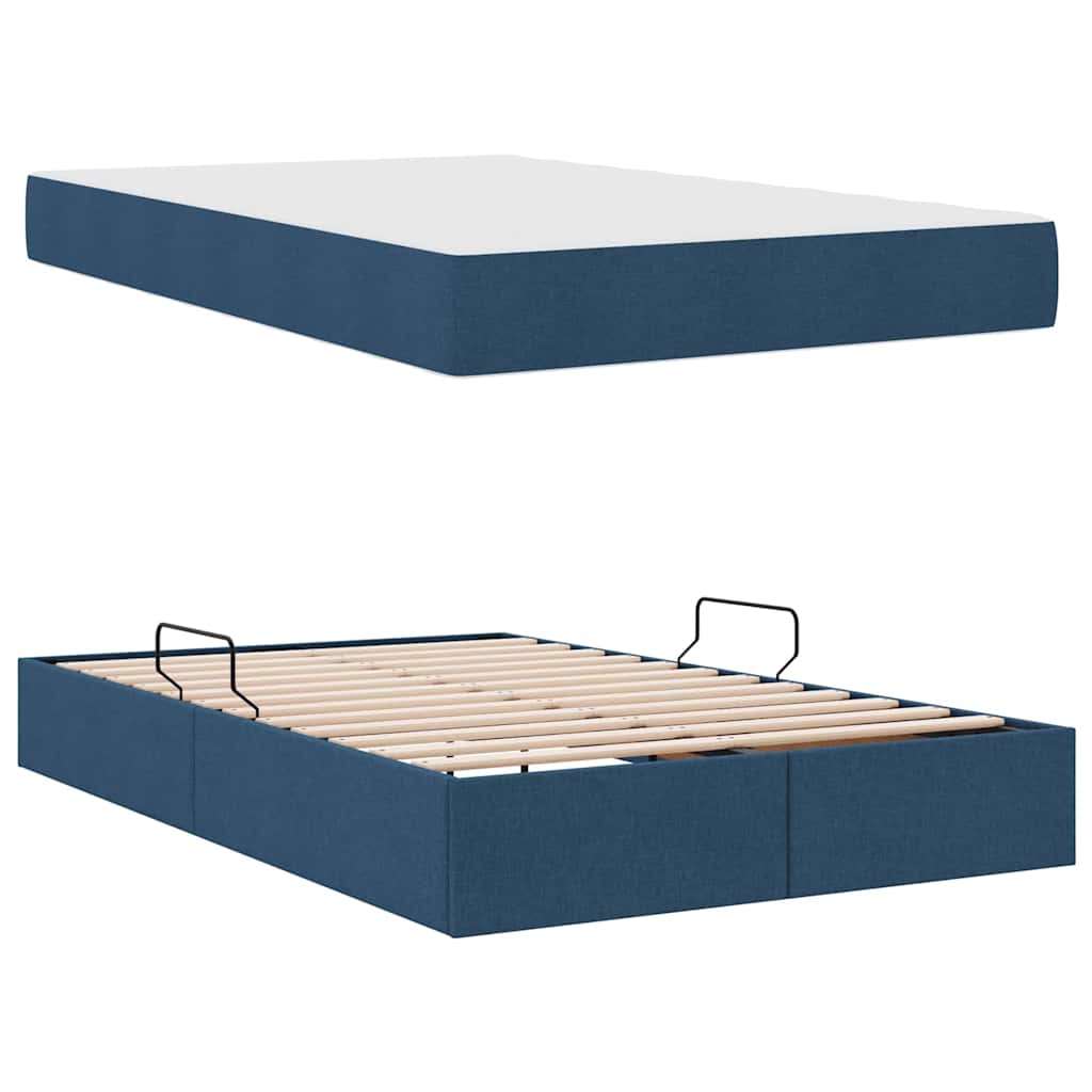 Lit avec rangement et matelas Bleu 120 x 200 cm Polyester - XIOS