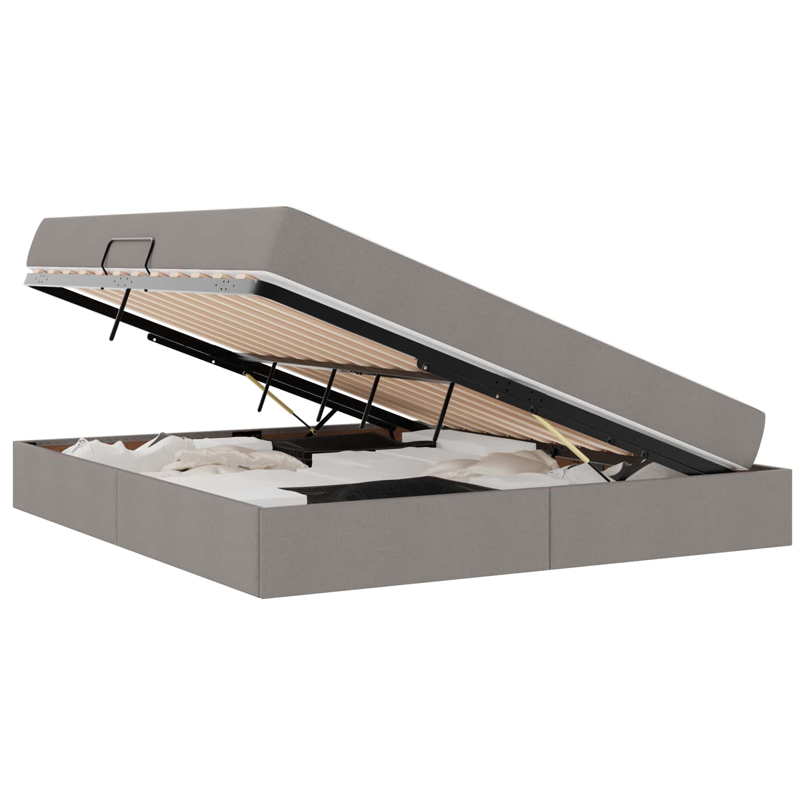 Lit avec rangement et matelas Taupe 160 x 200 cm Polyester - XIOS