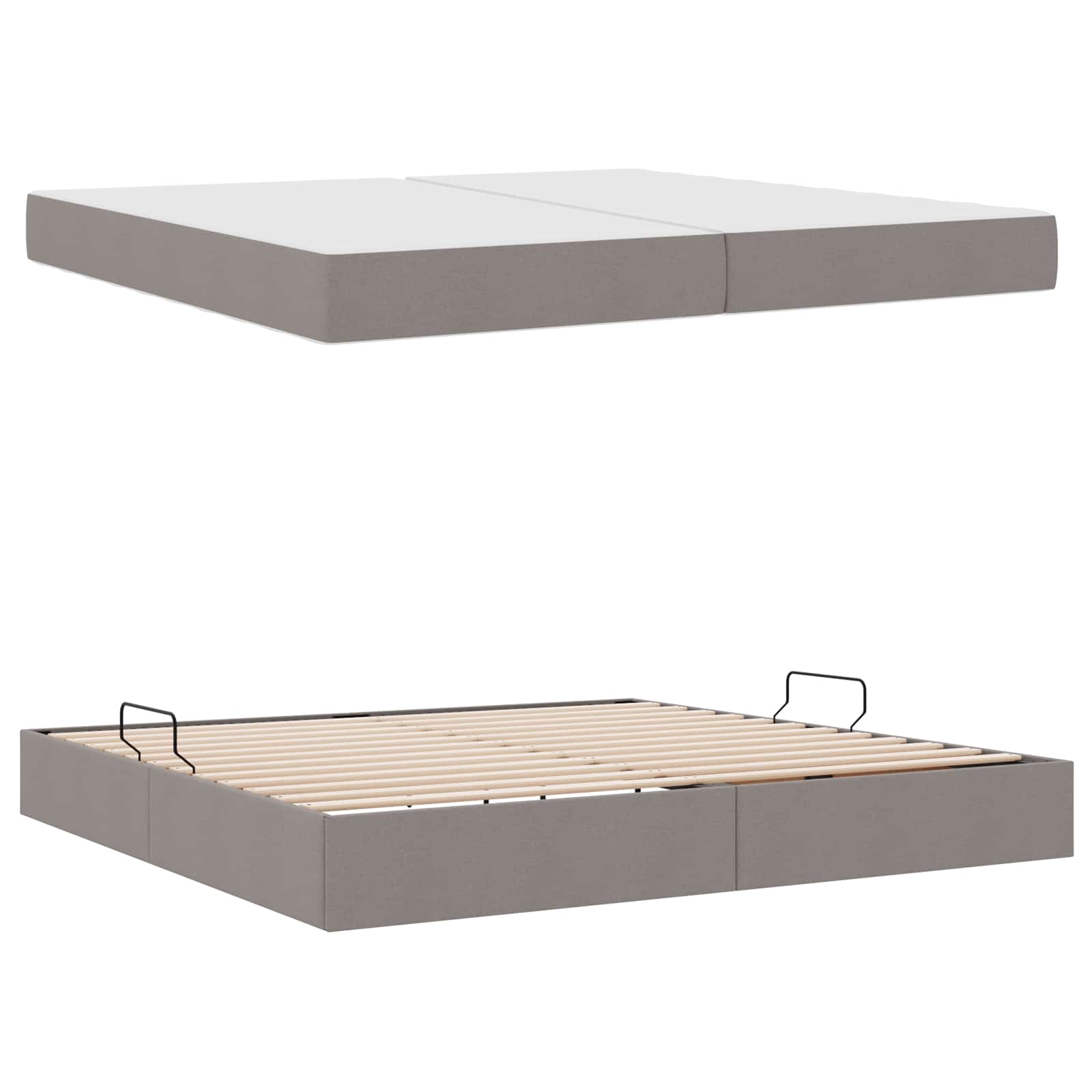 Lit avec rangement et matelas Taupe 200 x 200 cm Polyester - XIOS