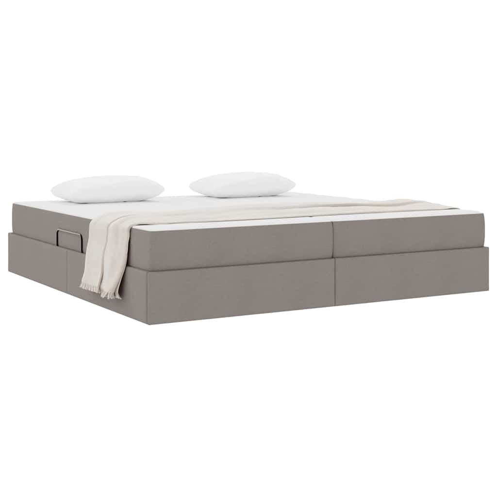 Lit avec rangement et matelas Taupe 200 x 200 cm Polyester - XIOS