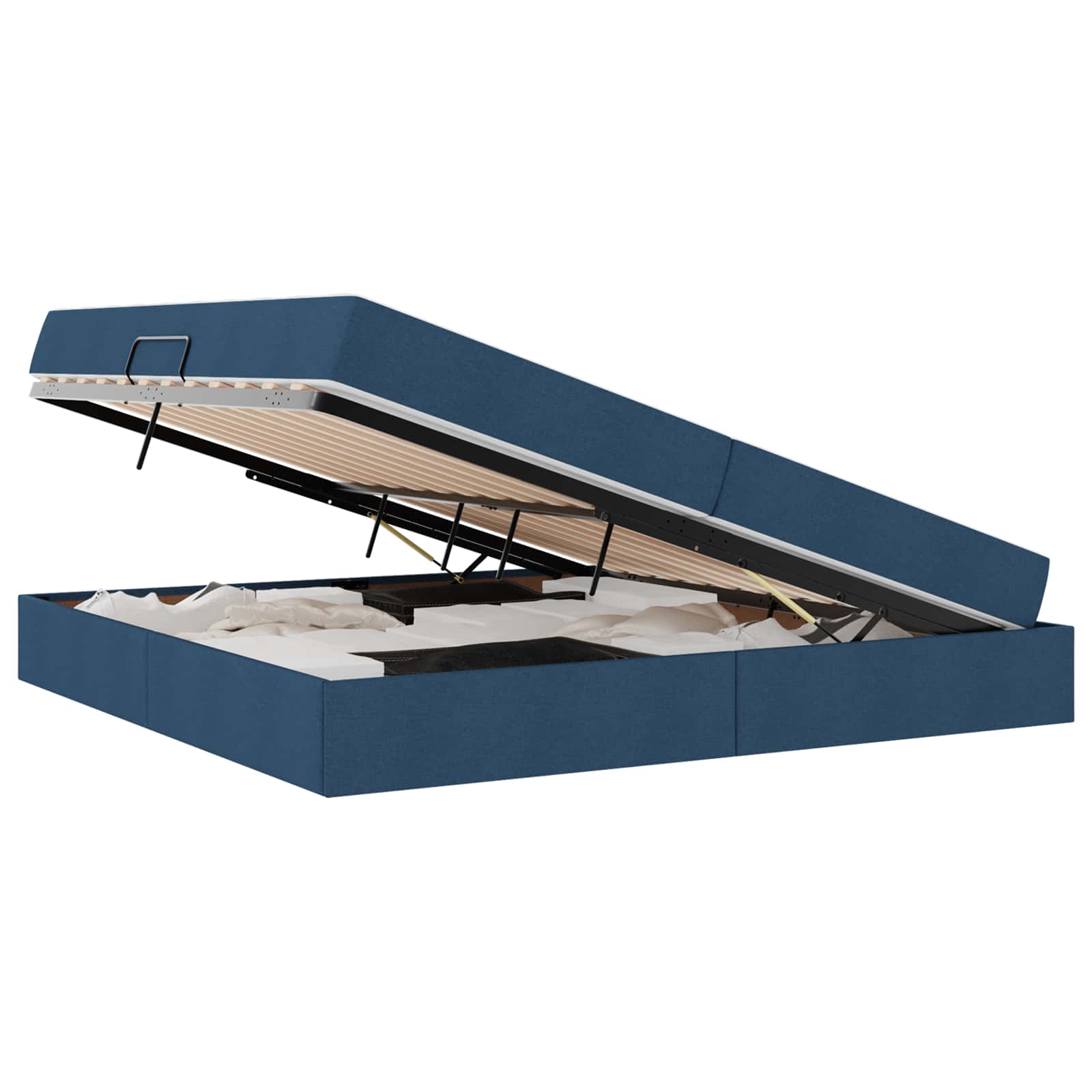 Lit avec rangement et matelas Bleu 200 x 200 cm Polyester - XIOS