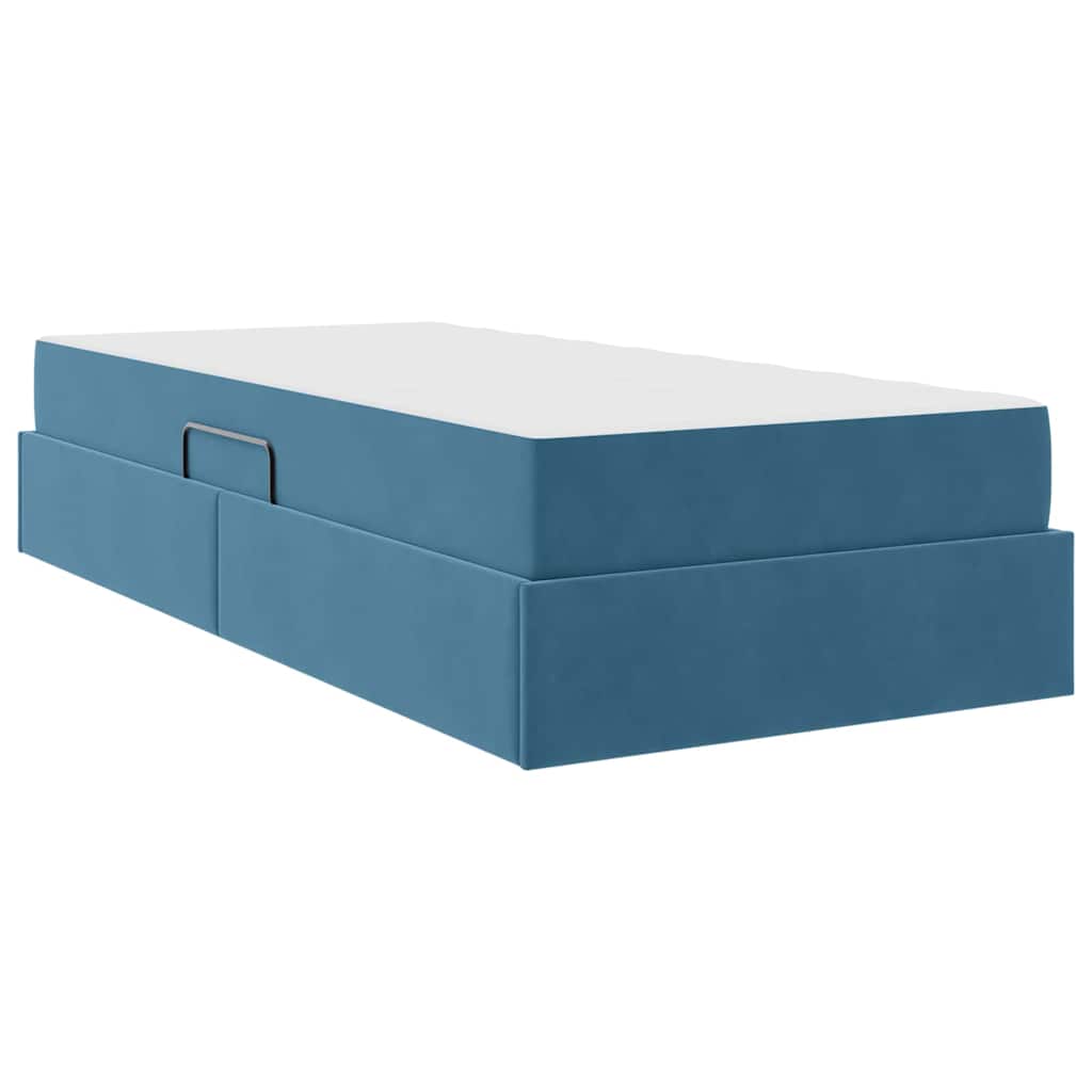 Lit avec rangement et matelas Bleu foncé 90 x 190 cm Velours - XIOS