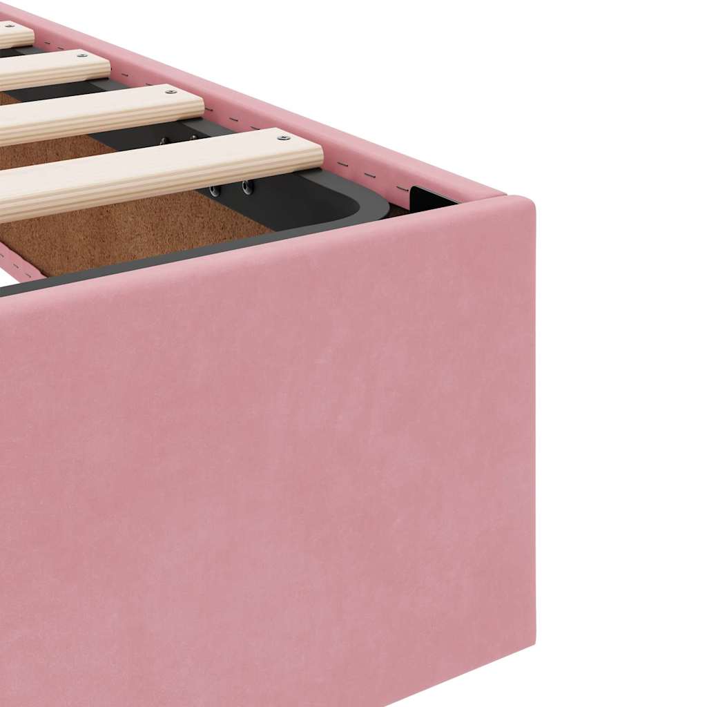 Lit avec rangement et matelas Rose 90 x 190 cm Velours