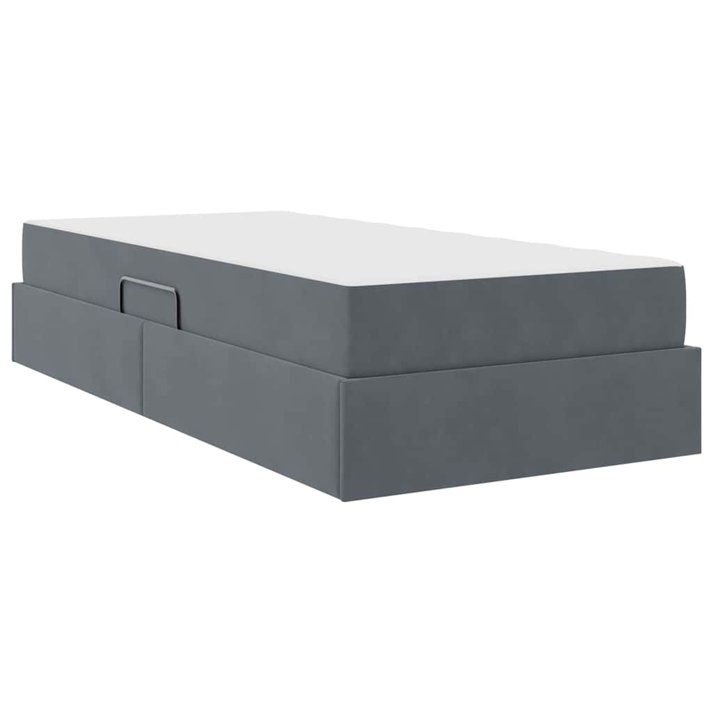 Lit avec rangement et matelas Gris foncé 90 x 200 cm Velours - XIOS