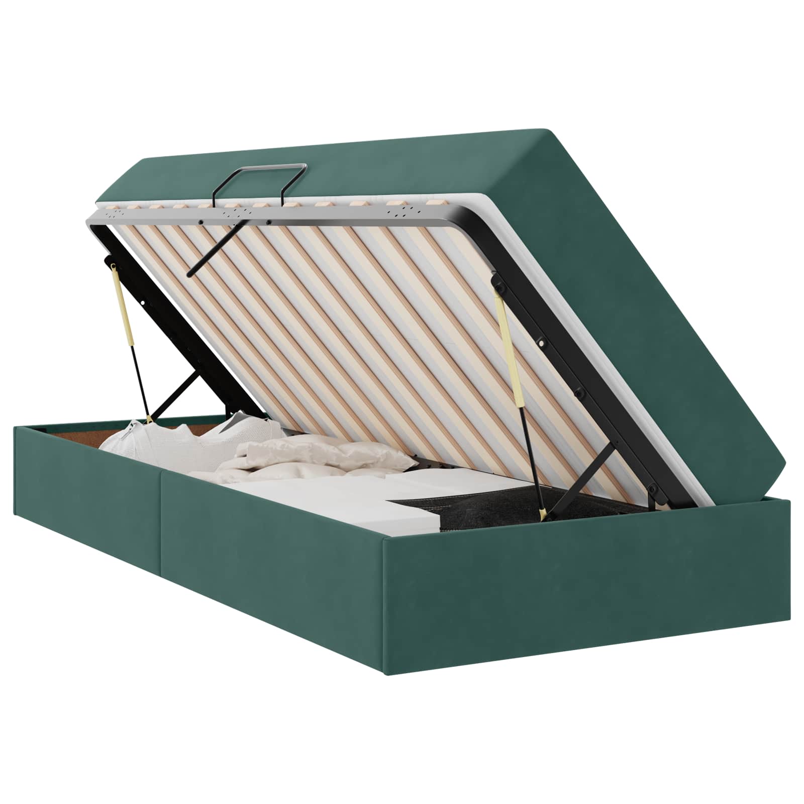 Lit avec rangement et matelas Vert foncé 100 x 200 cm Velours - XIOS