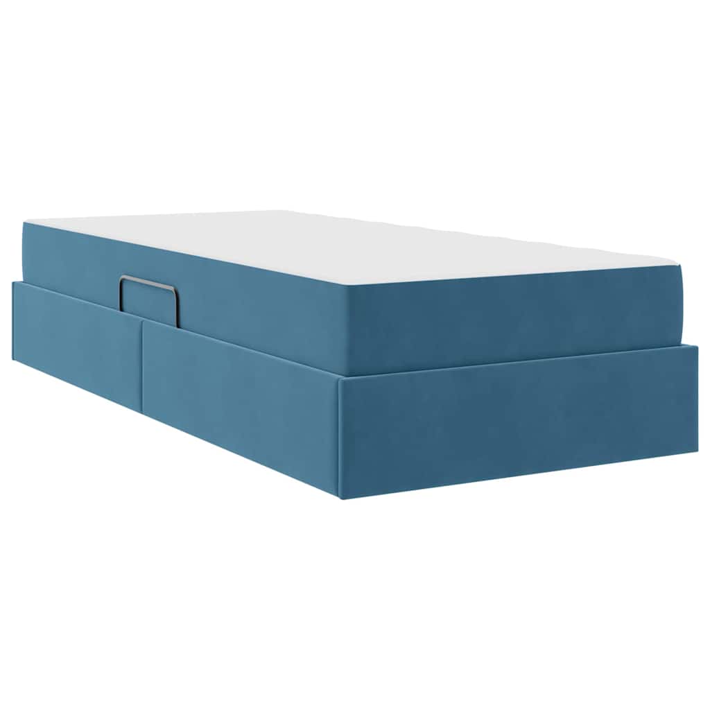 Lit avec rangement et matelas Bleu foncé 100 x 200 cm Velours - XIOS