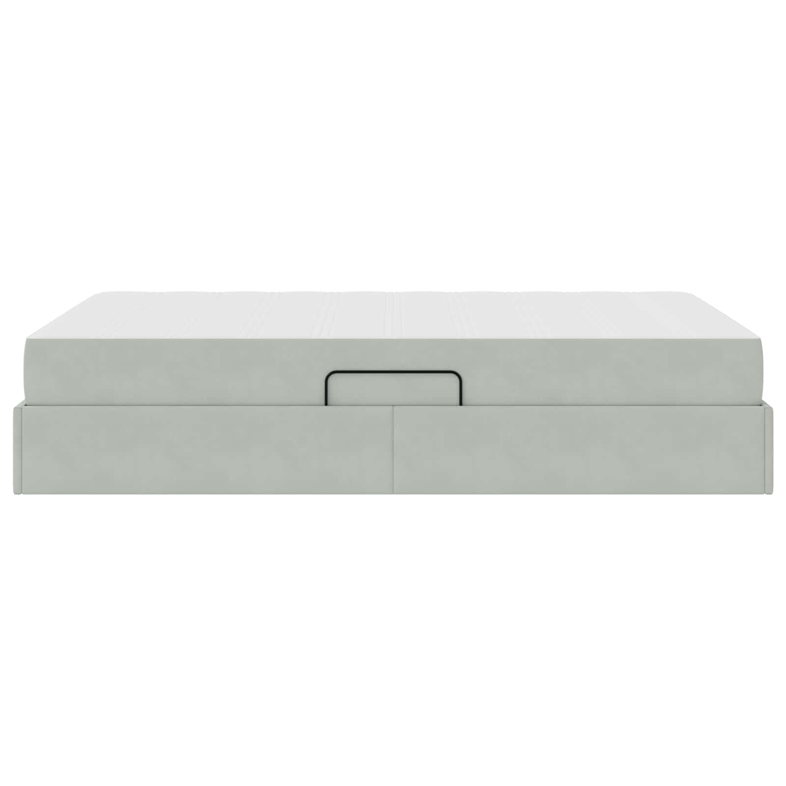 Lit avec rangement et matelas Gris clair 120 x 190 cm Velours - XIOS