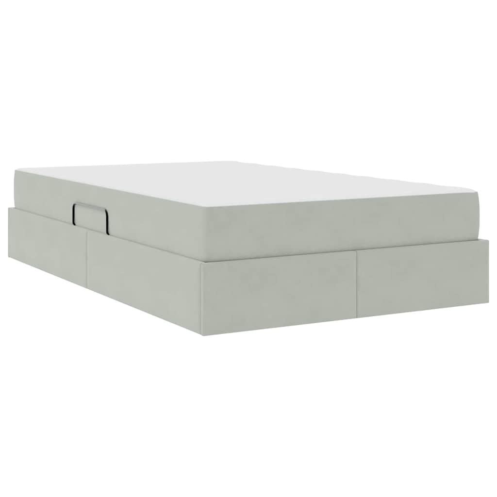 Lit avec rangement et matelas Gris clair 120 x 200 cm Velours - XIOS