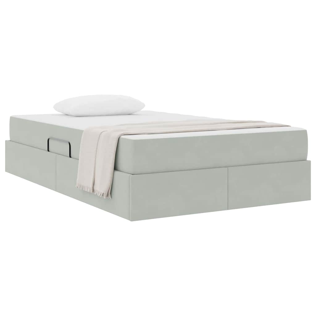 Lit avec rangement et matelas Gris clair 120 x 200 cm Velours - XIOS