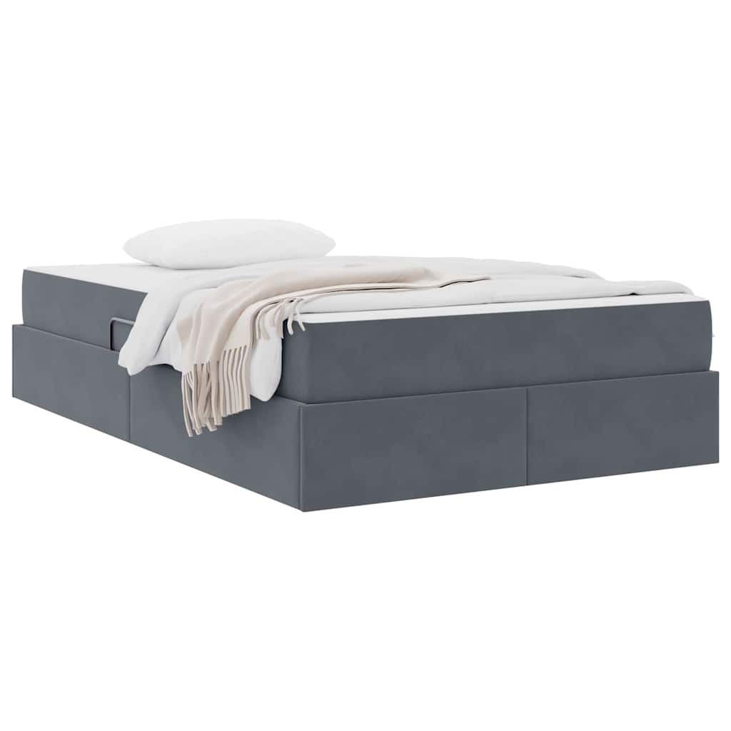 Lit avec rangement et matelas Gris foncé 120 x 200 cm Velours - XIOS