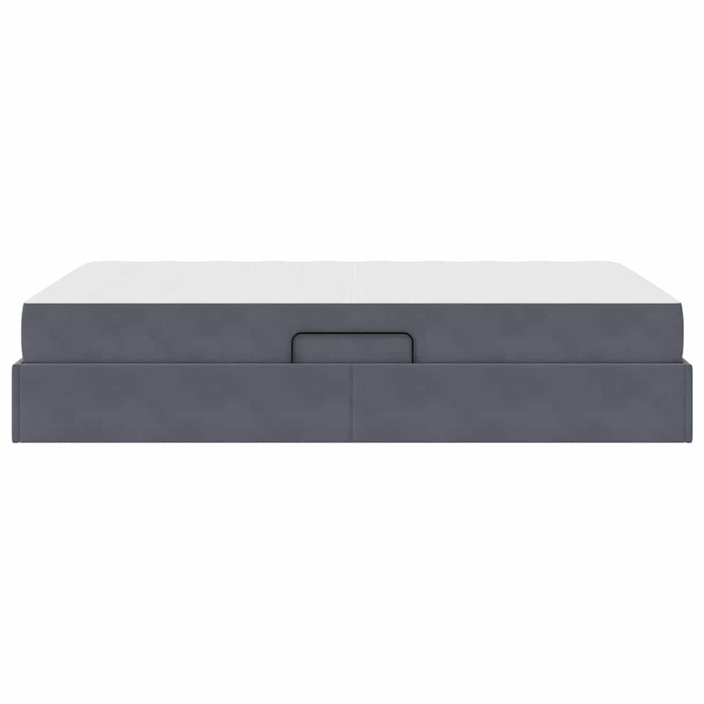 Lit avec rangement et matelas Gris foncé 120 x 200 cm Velours - XIOS