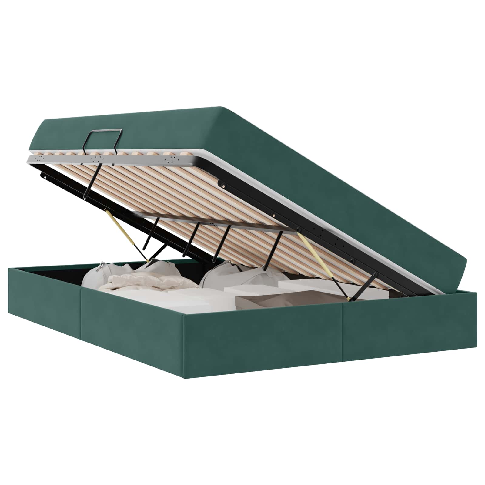 Lit avec rangement et matelas Vert foncé 140 x 190 cm Velours - XIOS