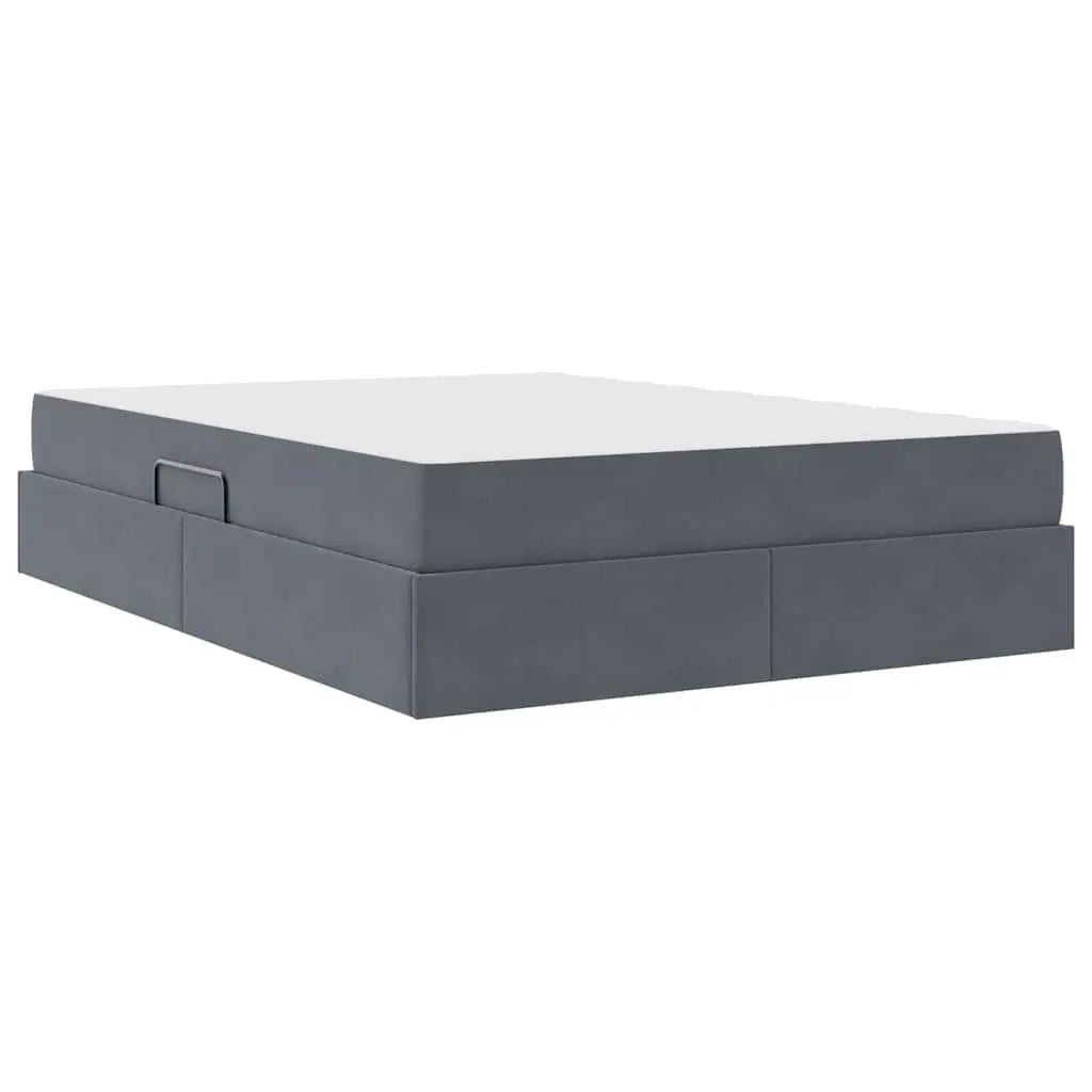 Lit avec rangement et matelas Gris foncé 140 x 200 cm Velours - XIOS