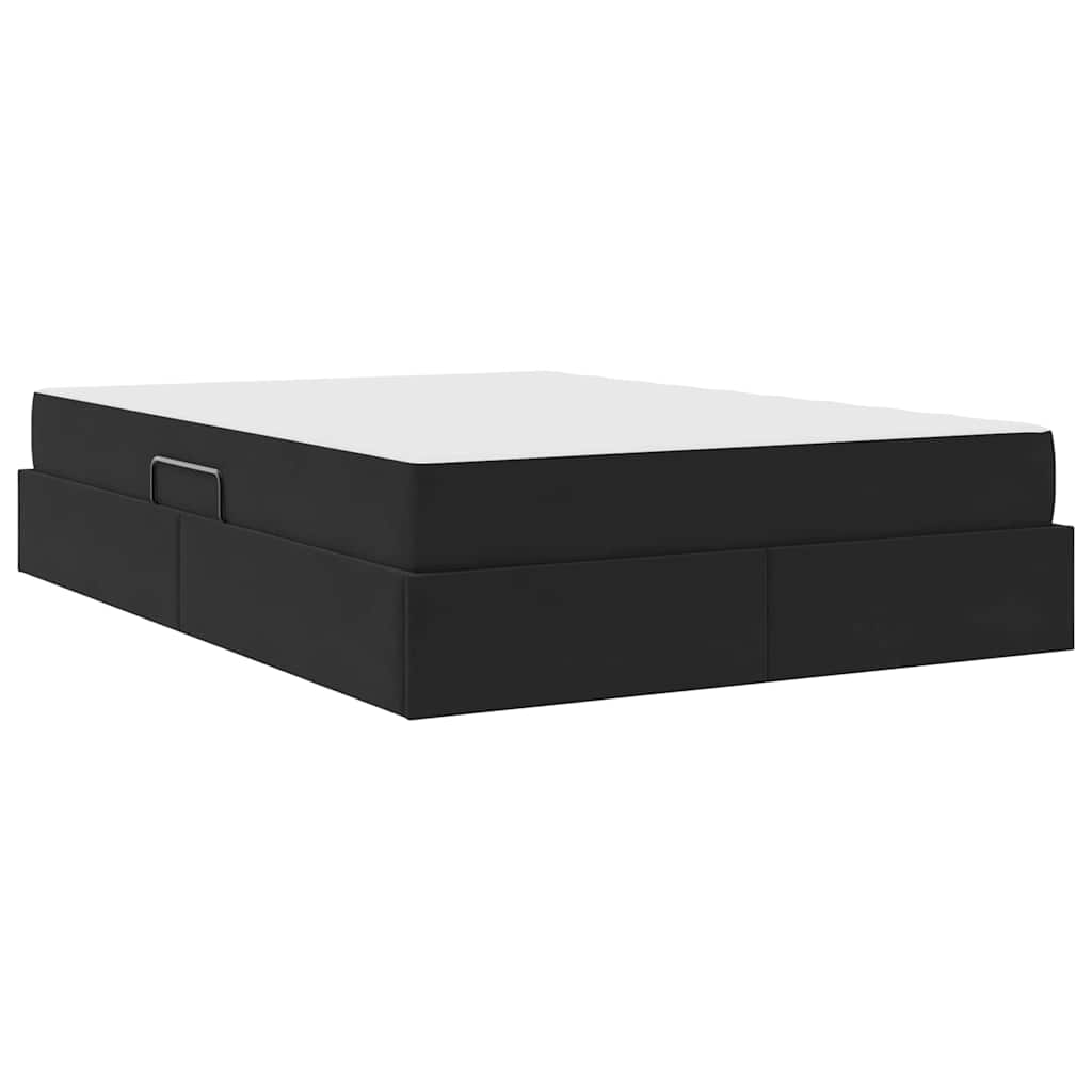 Lit avec rangement et matelas Noir 140 x 200 cm Velours - XIOS
