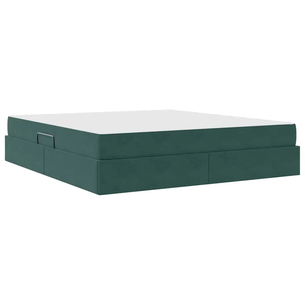 Lit avec rangement et matelas Vert foncé 180 x 200 cm Velours - XIOS