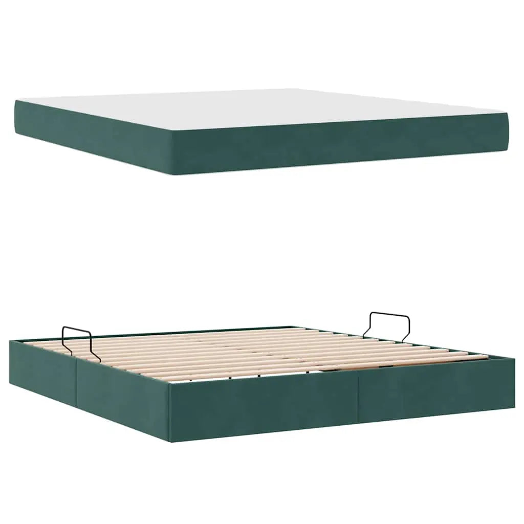 Lit avec rangement et matelas Vert foncé 180 x 200 cm Velours - XIOS
