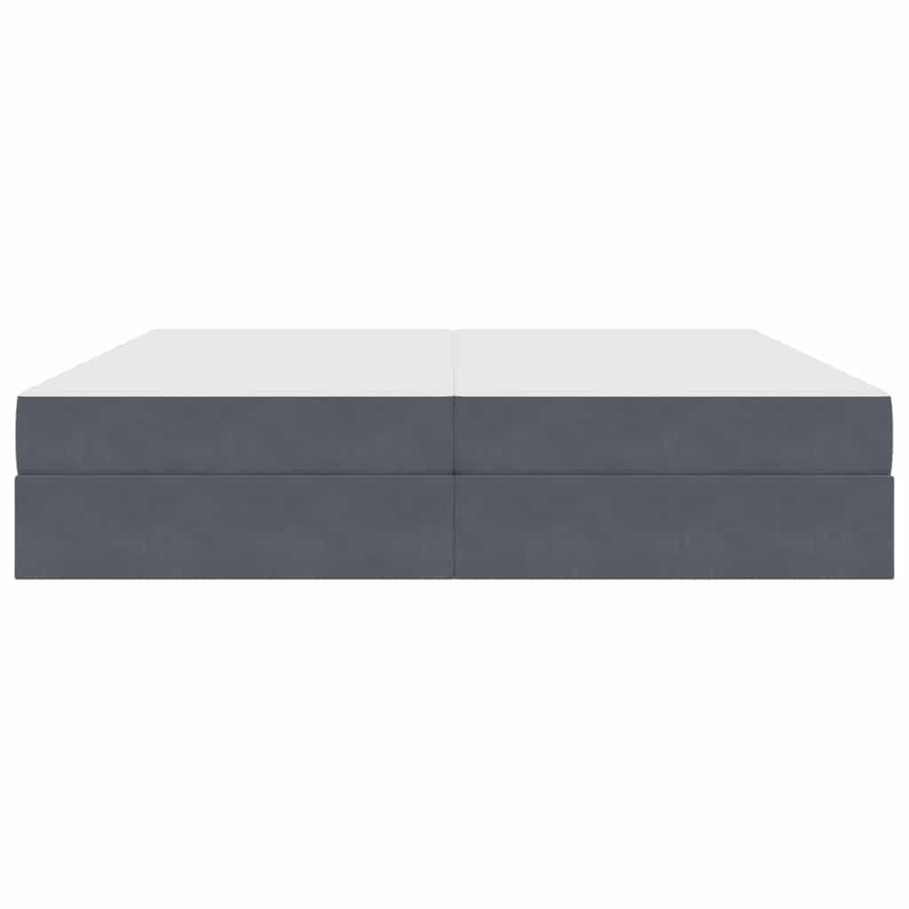 Lit avec rangement et matelas Gris foncé 200 x 200 cm Velours - XIOS