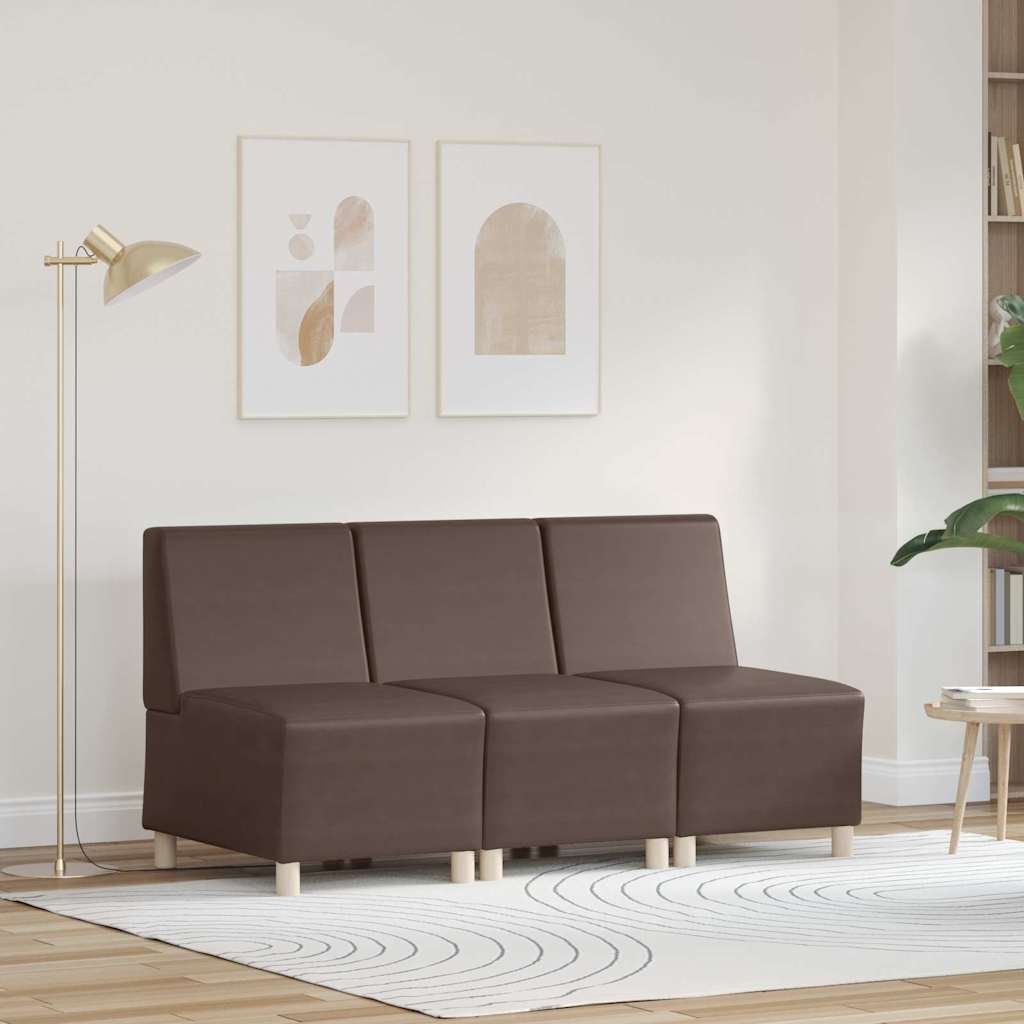 Unité de Sofa Modulaire Sans Accoudoirs 3 pcs Marron - XIOS
