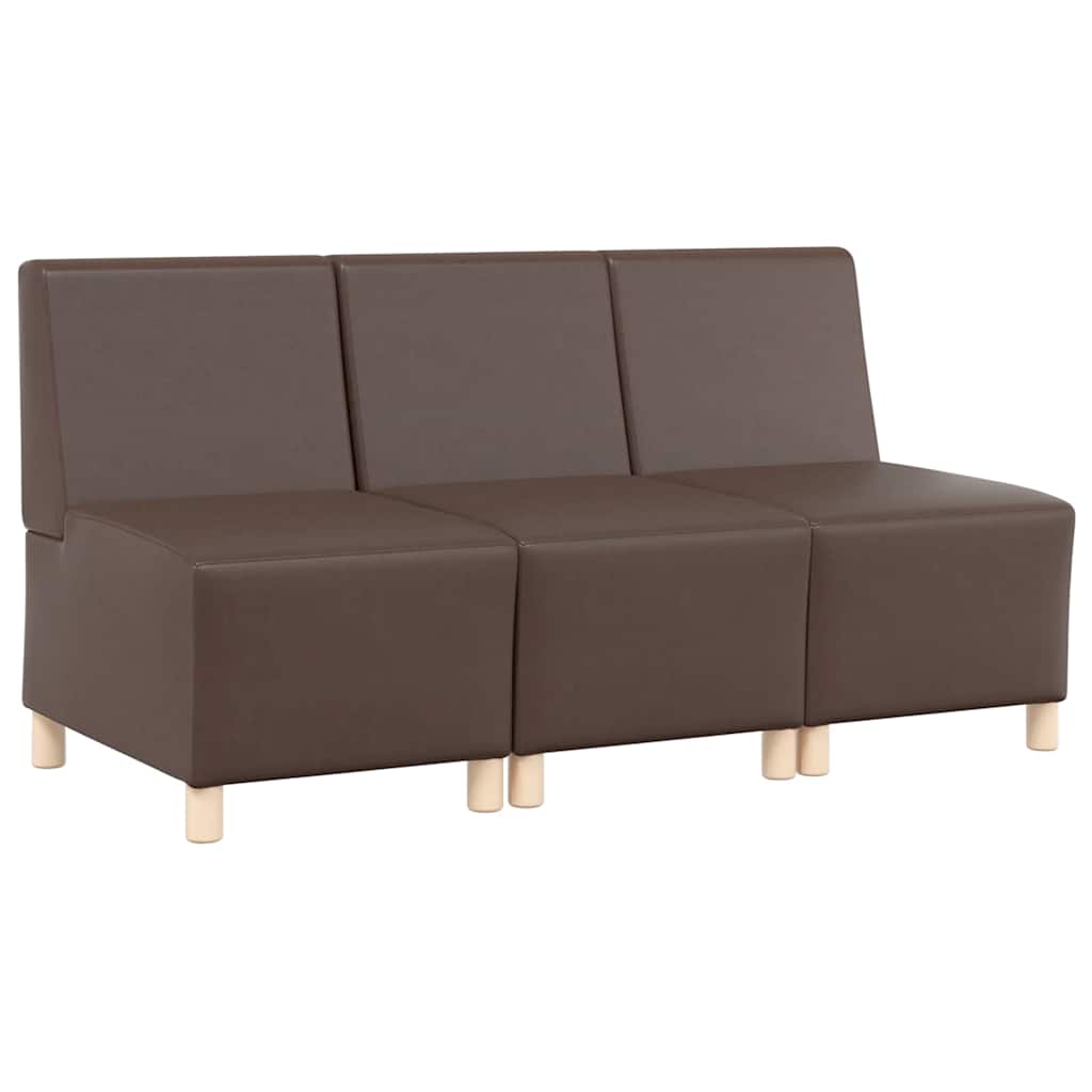 Unité de Sofa Modulaire Sans Accoudoirs 3 pcs Marron - XIOS