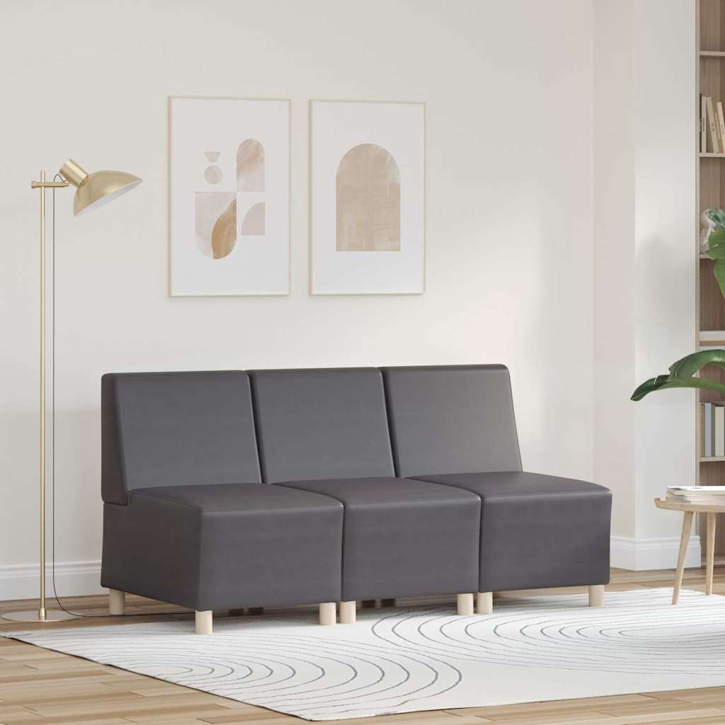 Unité de Sofa Modulaire Sans Accoudoirs 3 pcs Gris - XIOS