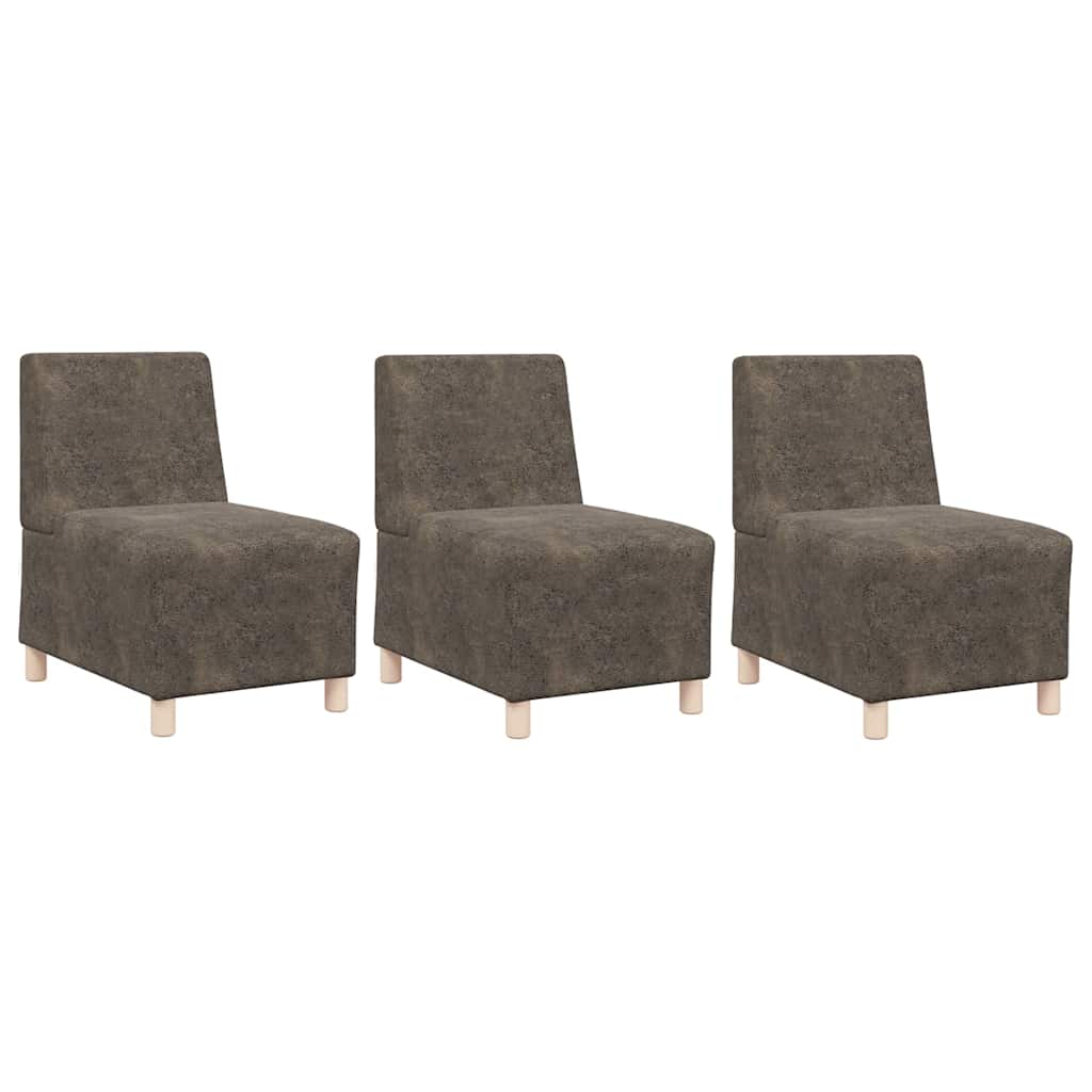 Fauteuil 3 pcs Gris foncé 55 x 74 x 82 cm Cuir suédé faux - XIOS