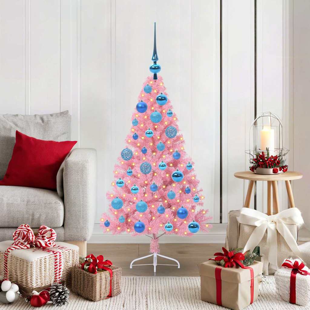Sapin de Noël artificiel pré-éclairé Rose 120 cm PVC - XIOS
