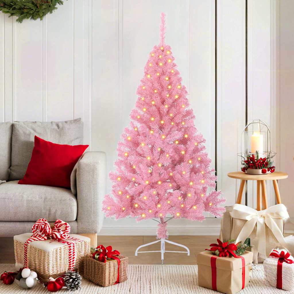 Sapin de Noël artificiel pré-éclairé Rose 150 cm PVC - XIOS