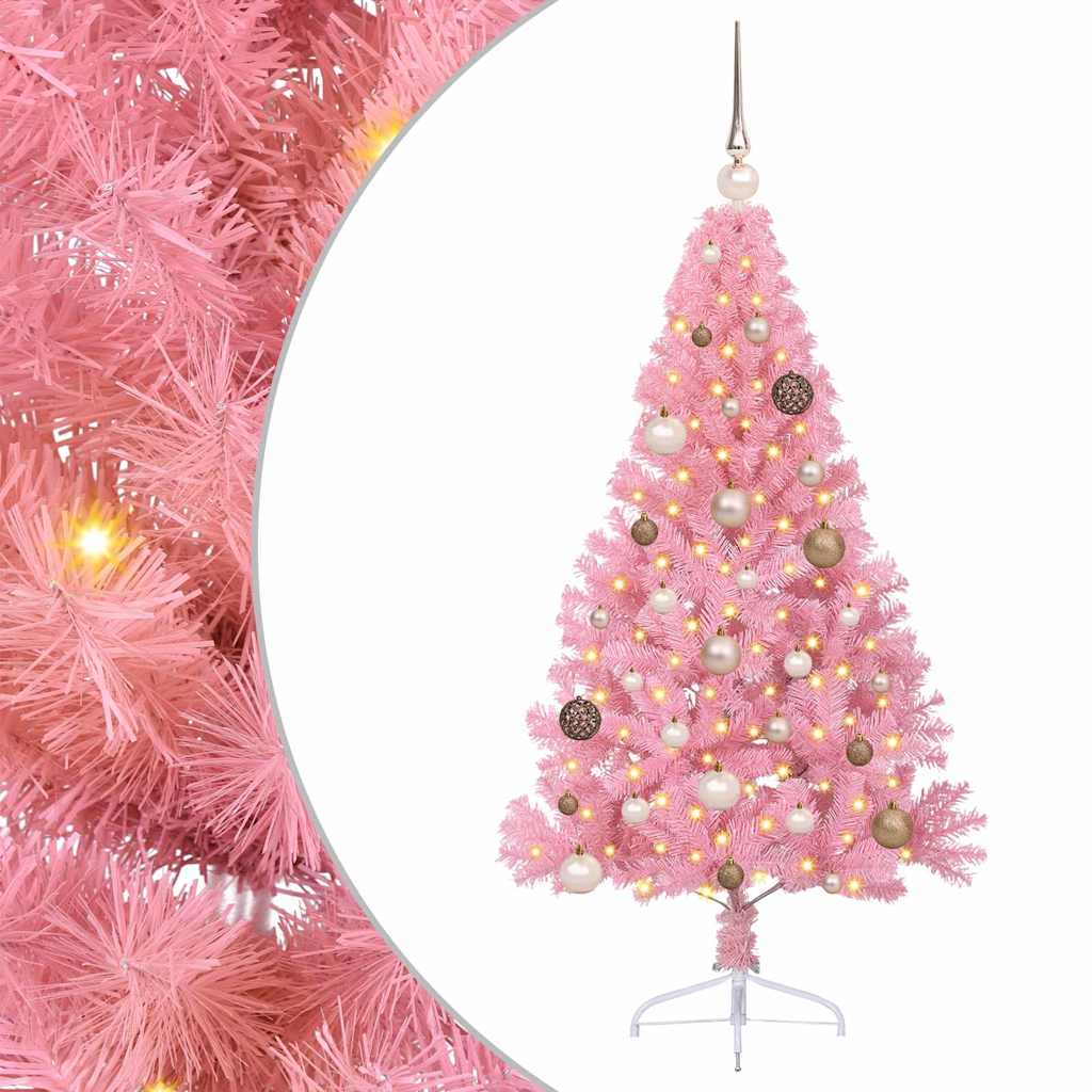 Sapin de Noël artificiel pré-éclairé Rose 150 cm PVC - XIOS